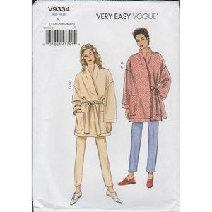 Very Easy Vogue 9334 Loose Bathrobe Jacket, Wrap Jacket, Tapered Pants Pattern